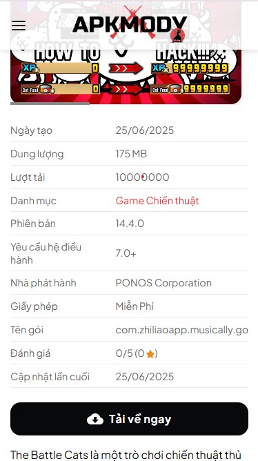 Hướng Dẫn Cài Đặt Và Tải The Battle Cats Hack