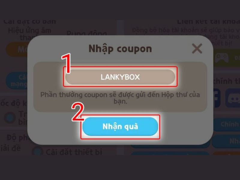Bước 4: Nhập mã code Play Together VNG mới nhất vào ô trống và nhấn “Nhận quà”.