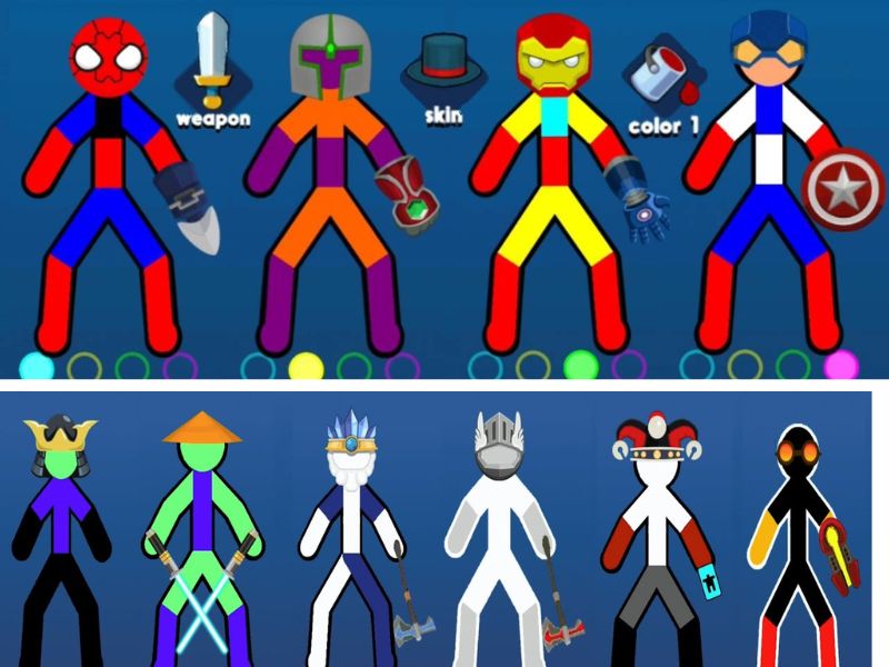 Đa dạng nhân vật cho bạn lựa chọn trong Supreme Duelist Stickman