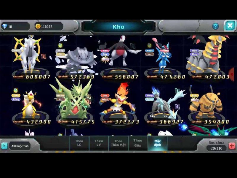 Kho thú cưng phong phú, đa dạng về skin trong Pokemon Đại Chiến