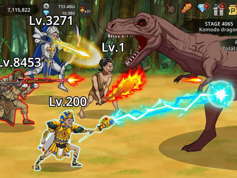 Chiến đấu với các sinh vật khổng lồ trong Anh Em Nguyên Thủy