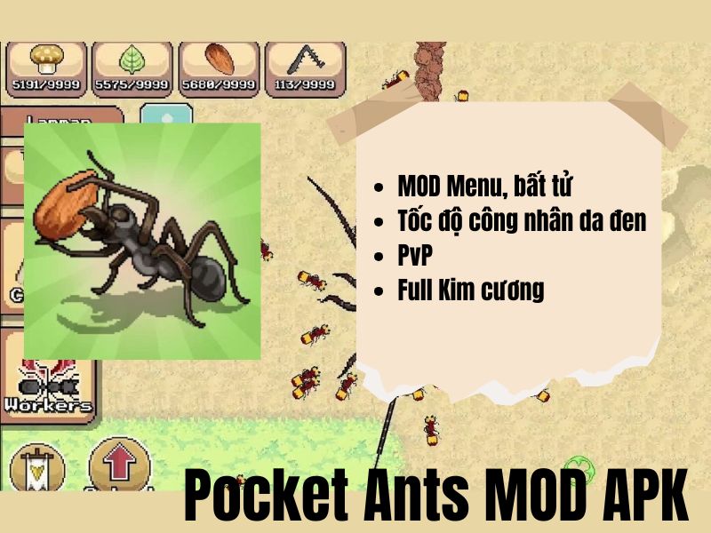 Những Tính Năng Nổi Bật Có Trong Phiên Bản Pocket Ants MOD APK